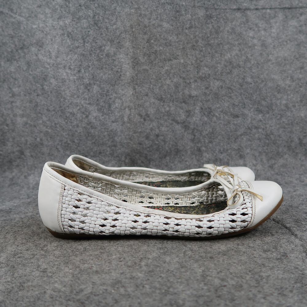 Hot Kiss Shoes Womens 8 Ballet Flats Slip On Casual Woven Round Toe Bow Retro